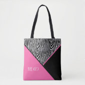 Tote Bag Bloc de couleur avec impression Zebra (Devant)
