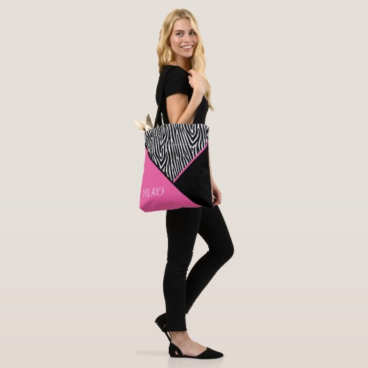 Tote Bag Bloc de couleur avec impression Zebra (Sur le modèle)