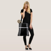 Tote Bag Bloc de couleur blanc foncé noir professionnel (Sur le modèle)
