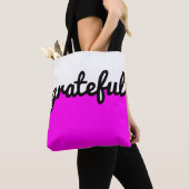 Tote Bag Bloc de couleur blanc noir rose chaud (De près)