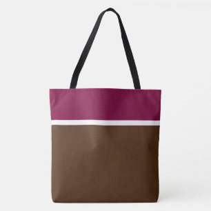 Tote Bag Bloc de couleur brun cacao haut framboise profond