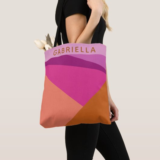Tote Bag Bloc de couleur géométrique en pourpre Personnalis (De près)