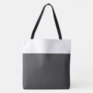 Tote Bag Bloc de couleur gris foncé et blanc moderne profes