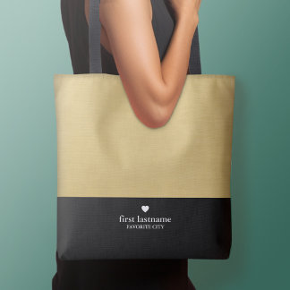 Tote Bag Bloc de couleur moderne avec Monogramme de coeur h