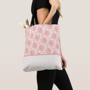 Tote Bag Bloc de couleur pêche rose aquarelle florale abstr
