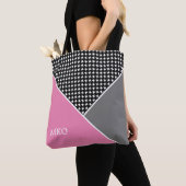 Tote Bag Bloc de couleur rose et gris (De près)
