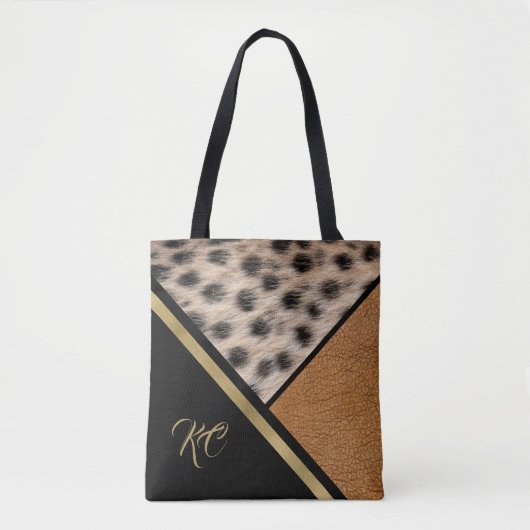 Tote Bag Bloc de couleur taches de guépard (Devant)