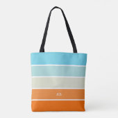 Tote Bag Bloc de couleur vert orange turquoise Monogramme (Dos)
