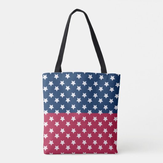 Tote Bag Bloc De Couleurs Bleu Et Rouge Avec Étoiles Blanch (Dos)