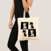 Tote Bag Bloc de monogramme noir blanc pour chat (Devant (produit))
