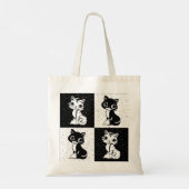 Tote Bag Bloc de monogramme noir blanc pour chat (Dos)