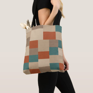 Tote Bag Bloc géométrique Abstrait moderne en Turquoise et