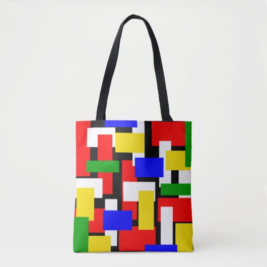 Tote Bag Blocs rouge, jaune, noir, bleu et vert (Devant)