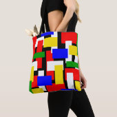 Tote Bag Blocs rouge, jaune, noir, bleu et vert (De près)