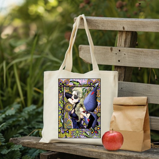 Tote Bag Blonde Fairy Floral Purple
