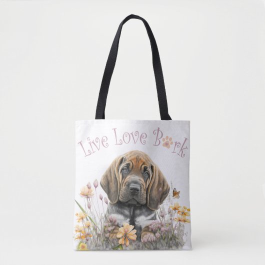 Tote Bag Bloodhound Chien Maman Floral (Devant)