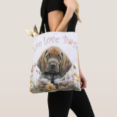 Tote Bag Bloodhound Chien Maman Floral (De près)