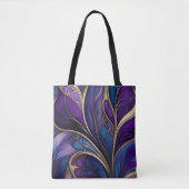 Tote Bag Bloom Majestic - Violet profond et Abstrait bleu (Devant)
