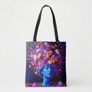 Tote Bag "Bloom of Eternity" - Un portrait surréaliste colo