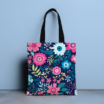 Tote Bag Blooms botaniques | Floral<br><div class="desc">Ce design présente des fleurs botaniques en rose et bleu accentuées de feuillage vert. #fleurs #fleurs #botaniques #motif #rose #bleu #girly #style #élégant #moderne #country #design #designer #tendance #accessoires #fourre-tout #sacs #sacs #sacs fourre - touts #cadeaux #phonecases #cadeaux #populaires #best-seller #bestseller #bestseller</div>