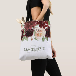 Tote Bag Blooms rustiques Terracotta et Marsala Coutume r