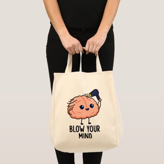 Tote Bag Blow Your Mind Sticker - Cerveau mignon avec sèche (Devant (produit))