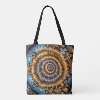 Tote Bag blue and gold fractal swirl