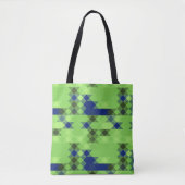 Tote Bag blue and green geometric pattern (Devant)