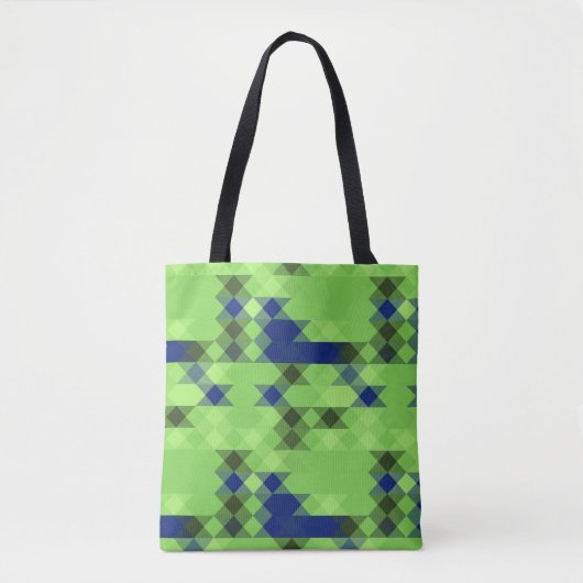 Tote Bag blue and green geometric pattern (Devant)