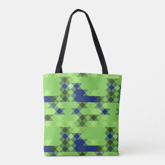 Tote Bag blue and green geometric pattern (Dos)