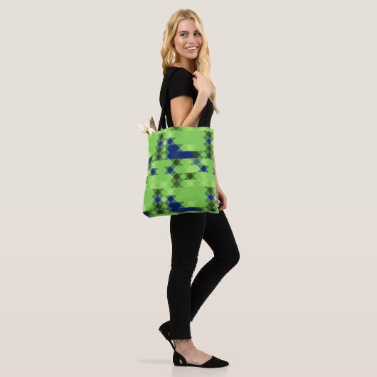 Tote Bag blue and green geometric pattern (Sur le modèle)