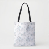 Tote Bag Blue and Silver Grey Winter Wonderland Snowflake (Devant)