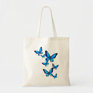 Tote Bag Blue aqua butterfly watercolor