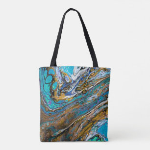 Tote Bag Blue Beach, Rivière eau et pierres Art abstrait