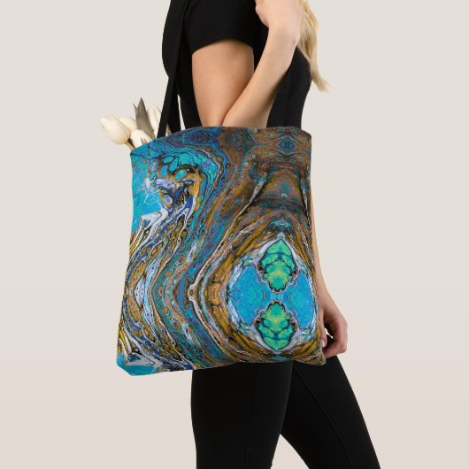 Tote Bag Blue Beach, Rivière eau et pierres Art abstrait (De près)