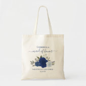 Tote Bag Blue Boho Roses Elegant Maid of Honor Wedding (Devant)
