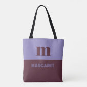 Tote Bag blue & brown custom initial name modern (Dos)