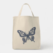 Tote Bag Blue Butterfly Minimal Nature Art by Papil (Dos)