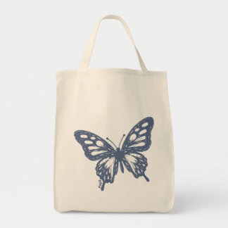 Tote Bag Blue Butterfly Minimal Nature Art by Papil
