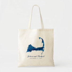 Tote Bag Blue Cape Cod Watercolor Map Mariage Guest BAG