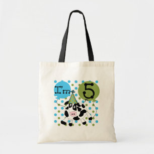 Tote Bag Blue Cow 5th Birthday Tshirts et cadeaux