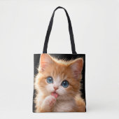 Tote Bag Blue-Eyed Paw licking Kitten (Devant)