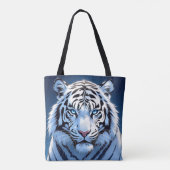 Tote Bag Blue eyed White Tiger Ai Art (Dos)