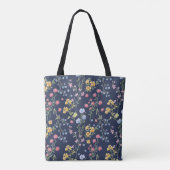 Tote Bag Blue Floral Bow Chic Trendy unique (Dos)