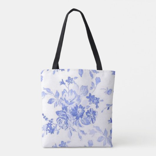 Tote Bag Blue Floral Custom Teacher Design (Dos)