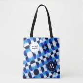 Tote Bag Blue Geometric Mosaic Bauhaus Monogram Custom Name (Devant)