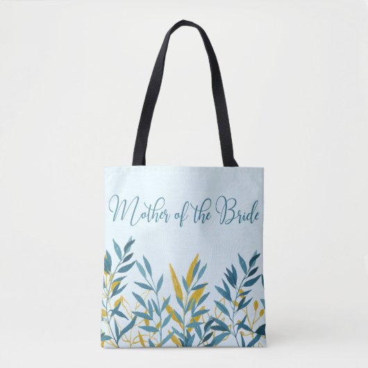 Tote Bag Blue Gold Leaf Mère de mariée Mariage cadeau (Devant)