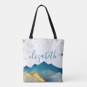 Tote Bag Blue Golden Mountains Mariage mère de la mariée (Dos)