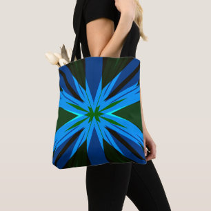 Tote Bag Blue Green Star Starburst hiver Noël automne