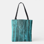 Tote Bag Blue Grunge Woodland Owl Art (Dos)